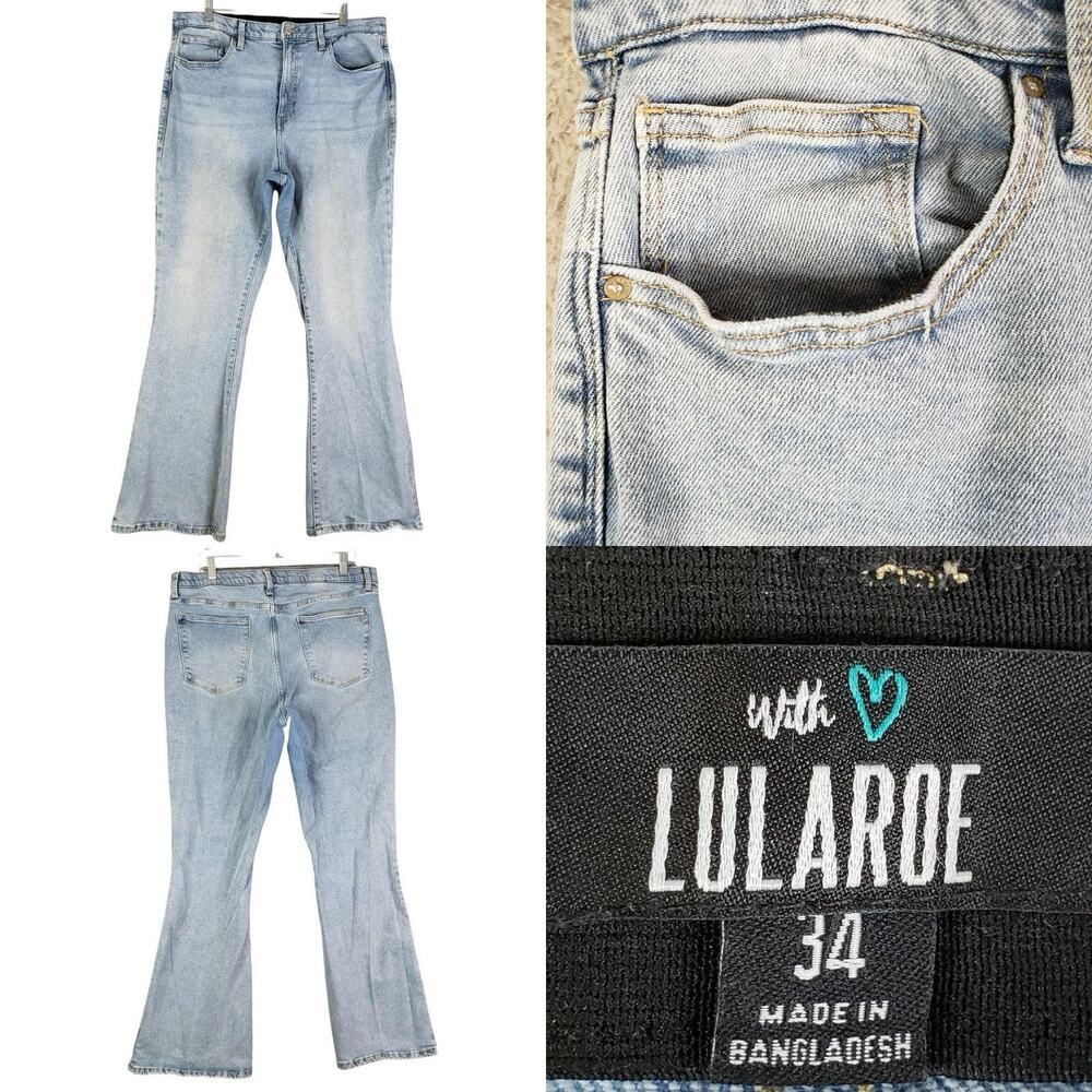 Lularoe Jeans Womens Size 34 Blue High Rise Stretch Denim 5-Pocket Flare Bootcut